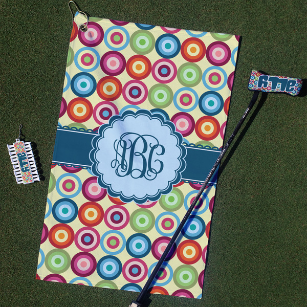Custom Retro Circles Golf Towel Gift Set (Personalized)
