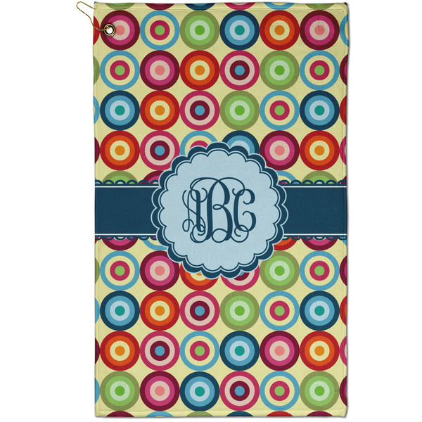 Custom Retro Circles Golf Towel - Poly-Cotton Blend - Small w/ Monograms