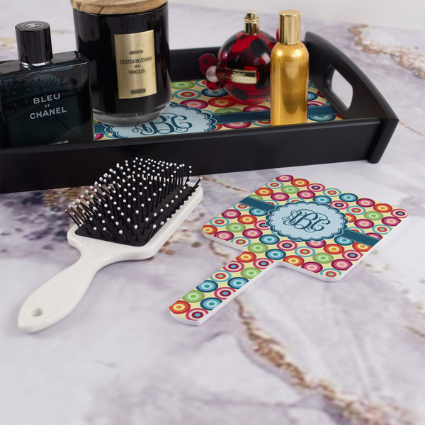 Retro Circles Hand Mirror - With Hair Brush