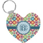 Retro Circles Heart Plastic Keychain w/ Monogram