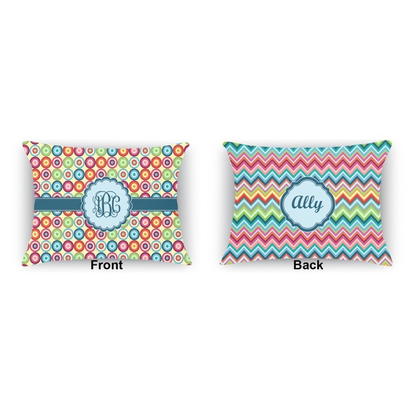 Retro Circles  Indoor Rectangular Burlap Pillow (Front and Back)