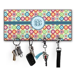 Retro Circles Key Hanger w/ 4 Hooks w/ Monogram