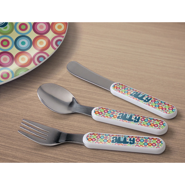 Retro Circles Kids Flatware w/ Plate