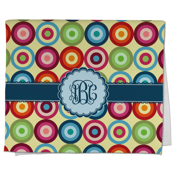 Custom Retro Circles Kitchen Towel - Poly Cotton w/ Monograms