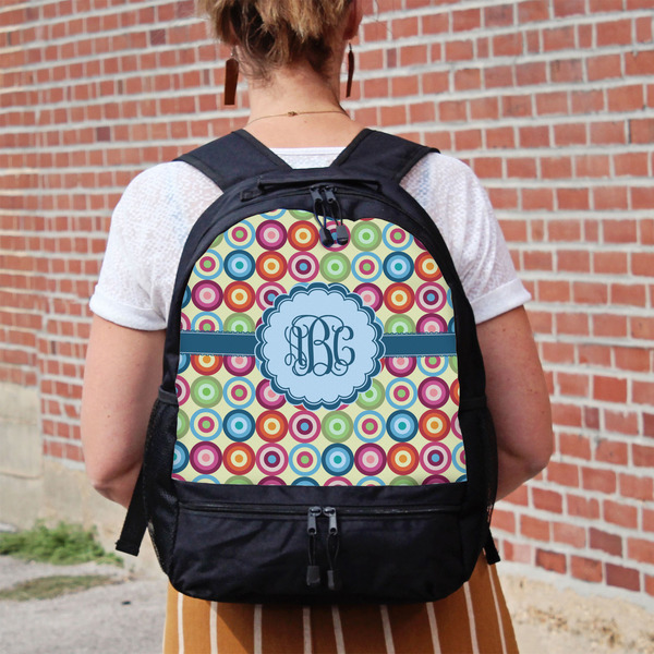 Retro Circles Large Backpack - Black - On Back