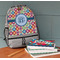 Retro Circles Large Backpack - Gray - On Desk