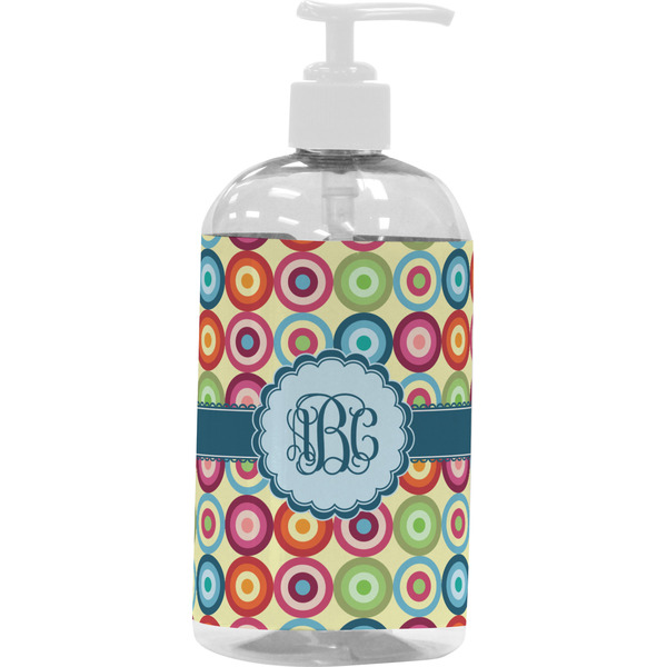 Custom Retro Circles Plastic Soap / Lotion Dispenser (16 oz - Large - White) (Personalized)