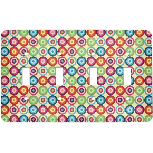 Custom Retro Circles Light Switch Cover (4 Toggle Plate)