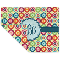 Retro Circles Double-Sided Linen Placemat - Single w/ Monogram