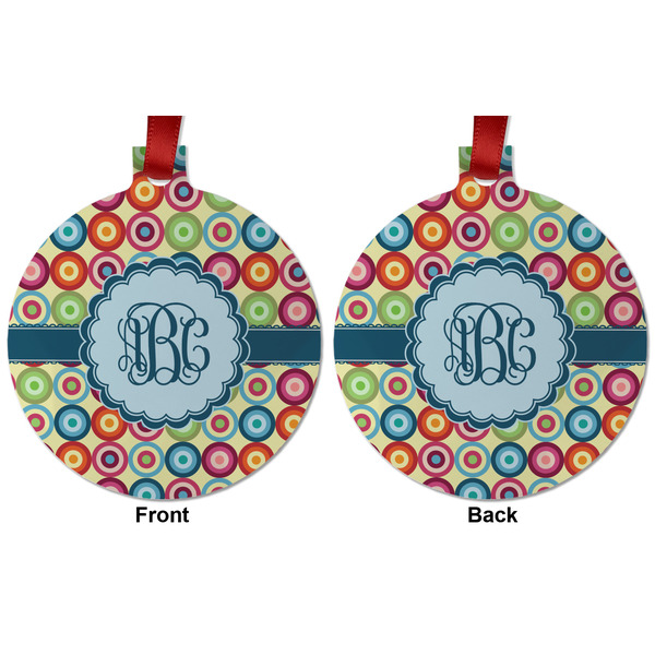 Retro Circles Metal Ball Ornament - Front and Back