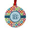 Retro Circles Metal Ball Ornament - Double Sided w/ Monogram