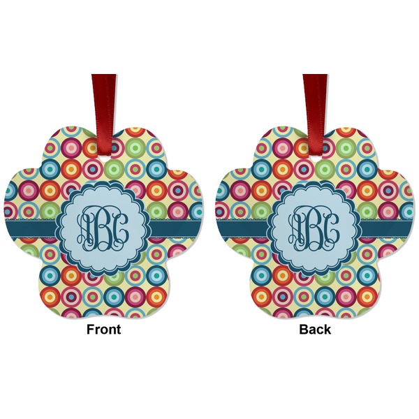Retro Circles Metal Paw Ornament - Front and Back