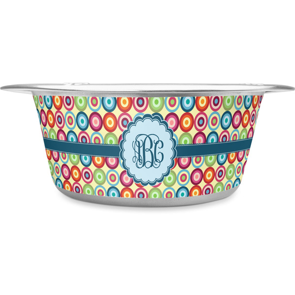 Custom Retro Circles Stainless Steel Dog Bowl (Personalized)