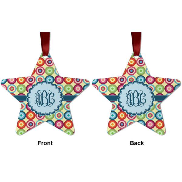 Retro Circles Metal Star Ornament - Front and Back