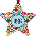 Retro Circles Metal Star Ornament - Double Sided w/ Monogram