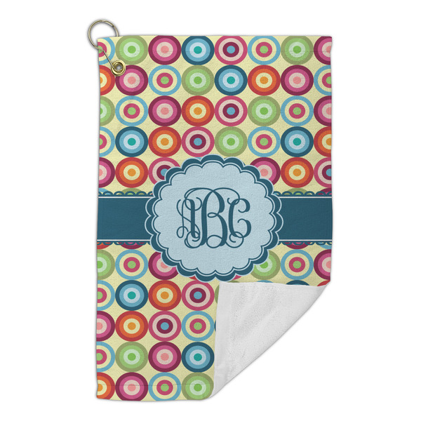 Retro Circles Microfiber Golf Towels Small - FRONT FOLDED