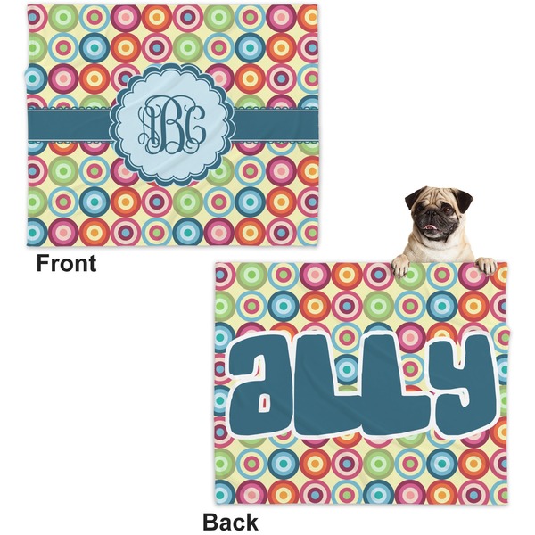 Retro Circles Microfleece Dog Blanket - Large- Front & Back