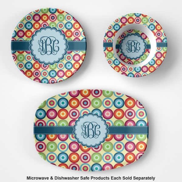 Retro Circles Microwave & Dishwasher Safe CP Plastic Dishware - Group