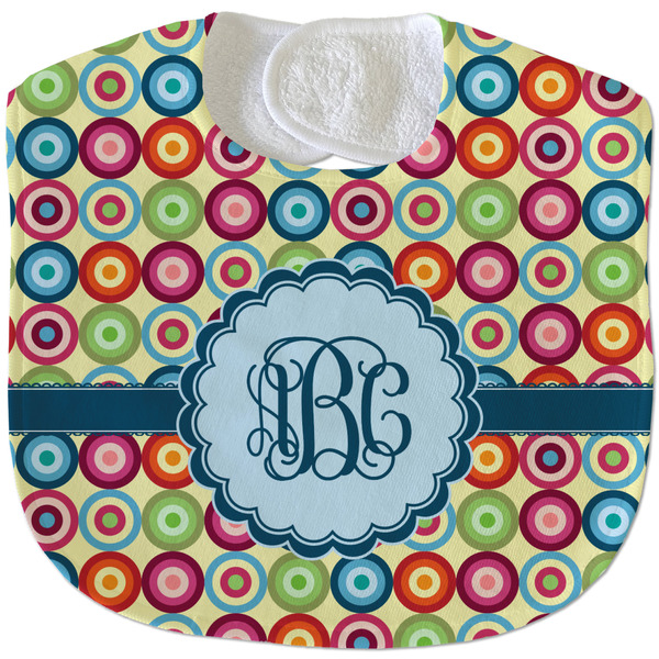 Retro Circles New Baby Bib - Closed and Folded