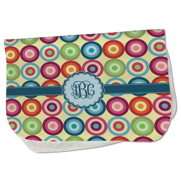 Custom Retro Circles Burp Cloth - Fleece w/ Monogram