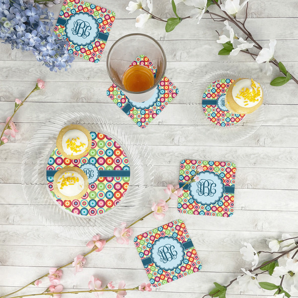 Retro Circles Paper Coasters - In Context