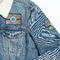 Retro Circles Patches Lifestyle Jean Jacket Detail