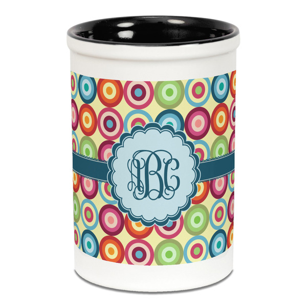 Retro Circles Pencil Holder - Black