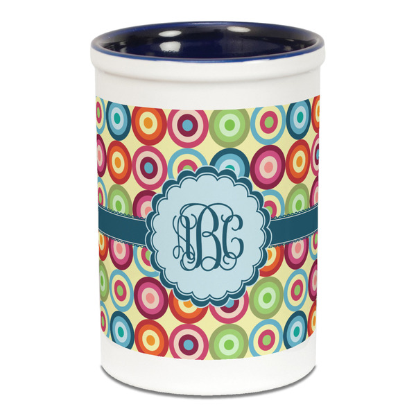 Retro Circles Pencil Holder - Blue