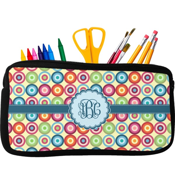 Custom Retro Circles Neoprene Pencil Case (Personalized)