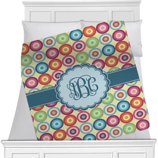 Custom Retro Circles Minky Blanket - Toddler / Throw - 60"x50" - Double Sided (Personalized)