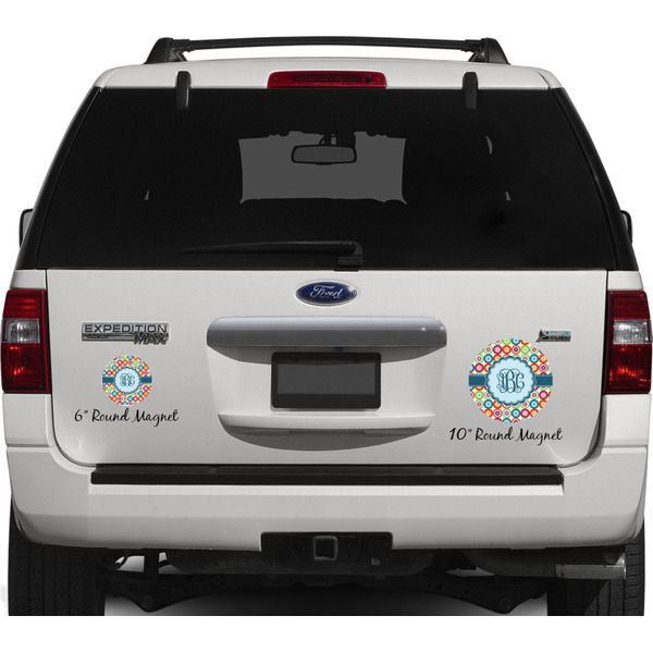 Retro Circles Personalized Car Magnets on Ford Explorer