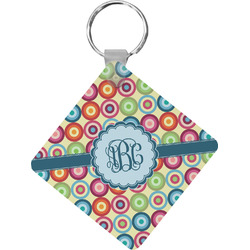Retro Circles Diamond Plastic Keychain w/ Monogram