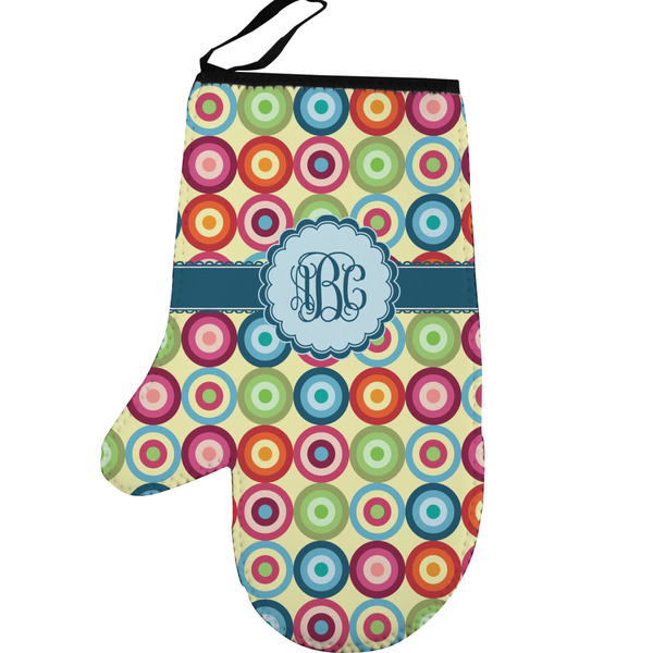 Retro Circles Personalized Oven Mitt - Left