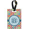Retro Circles Plastic Luggage Tag - Rectangular w/ Monogram