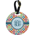 Retro Circles Plastic Luggage Tag - Round (Personalized)