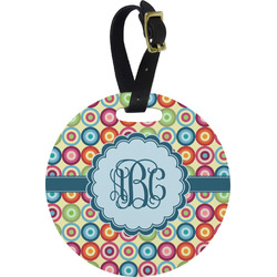 Retro Circles Plastic Luggage Tag - Round (Personalized)