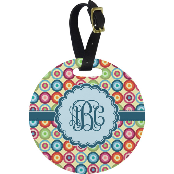 Custom Retro Circles Plastic Luggage Tag - Round (Personalized)