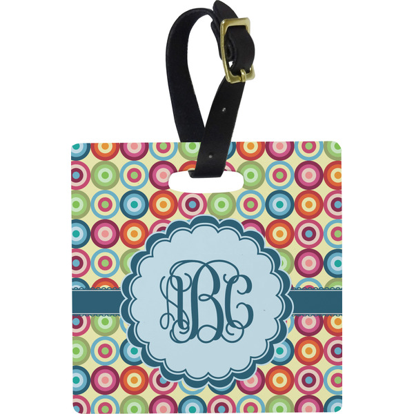 Retro Circles Personalized Square Luggage Tag