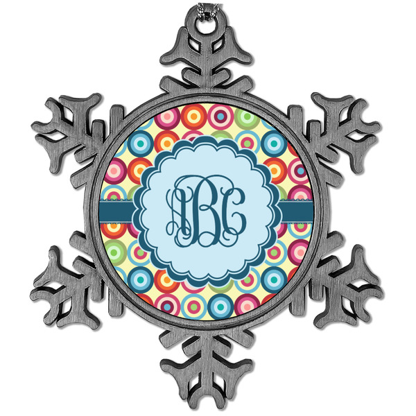 Custom Retro Circles Vintage Snowflake Ornament (Personalized)