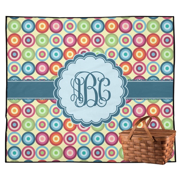 Custom Retro Circles Outdoor Picnic Blanket (Personalized)