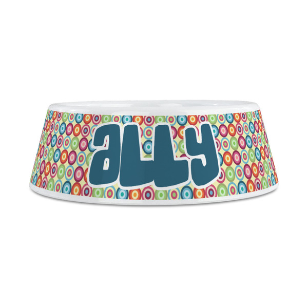 Retro Circles Plastic Dog Bowls - Medium - FRONT