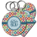 Retro Circles Plastic Keychain (Personalized)