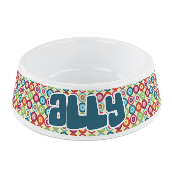Custom Retro Circles Plastic Dog Bowl - Small (Personalized)