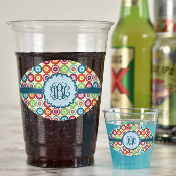 Retro Circles Plastic Shot Glasses - In Context