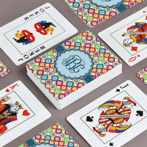 Retro Circles Playing Cards - Front & Back View