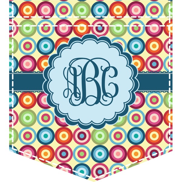 Custom Retro Circles Iron On Faux Pocket (Personalized)