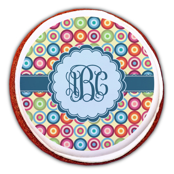 Retro Circles Printed Icing Circle - Large - On Cookie