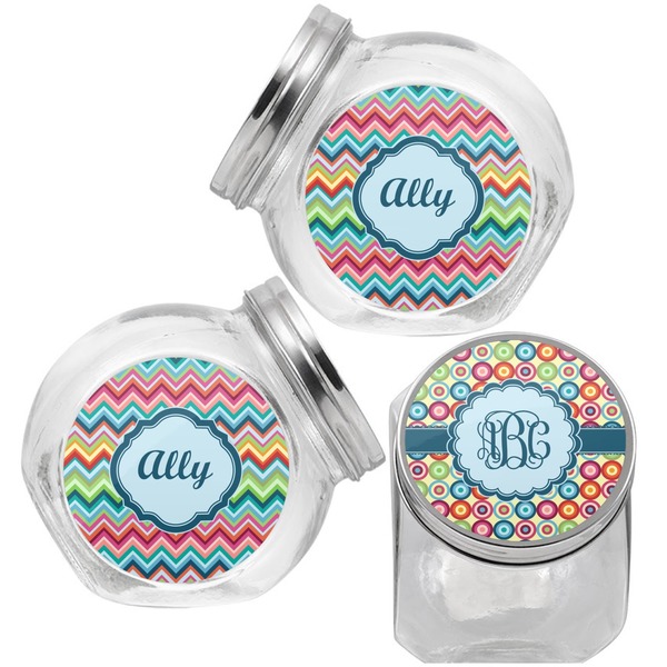 Retro Circles Puppy Treat Jar - Top Left Right