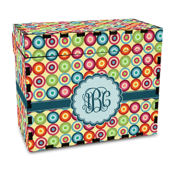 Custom Retro Circles Wood Recipe Box - Full Color Print (Personalized)