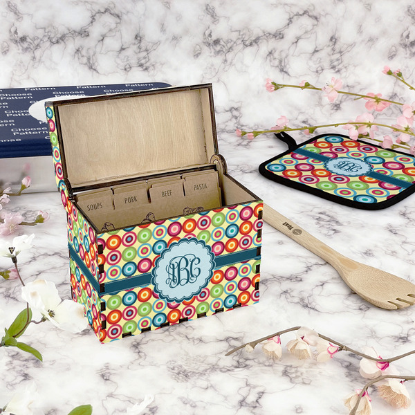 Retro Circles Recipe Box - Full Color - In Context